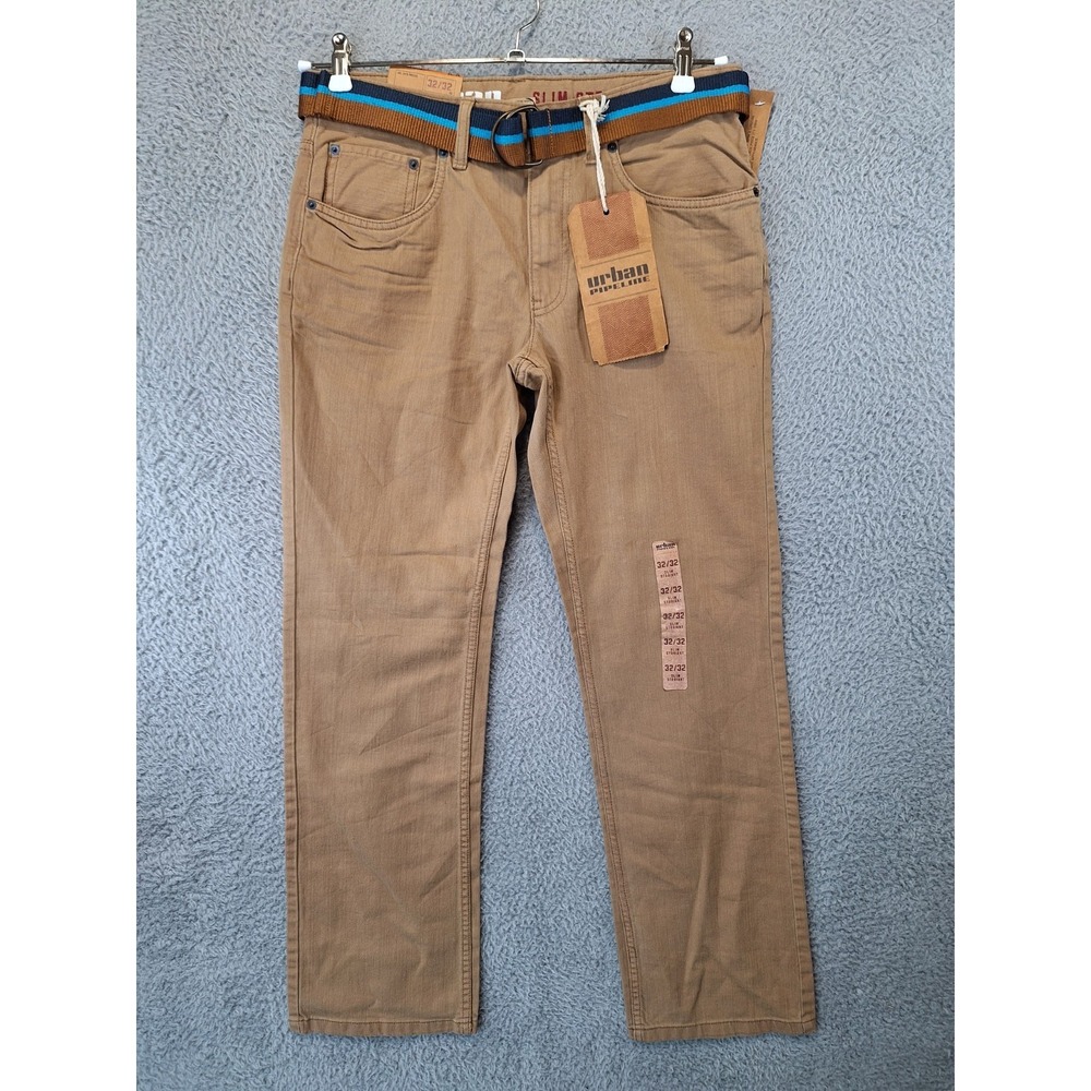Urban Pipeline Jeans Men 32/32 (Fits 32x32) Brown Low Rise Slim Fit Straight Leg